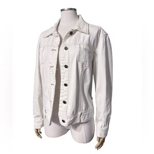 J. JILL Petites White Cotton Stretch Denim Jacket